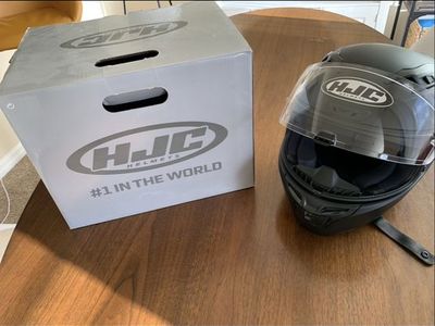 HJC Matte Black Full Face Motorcycle Helmet with Clear Visor and Box