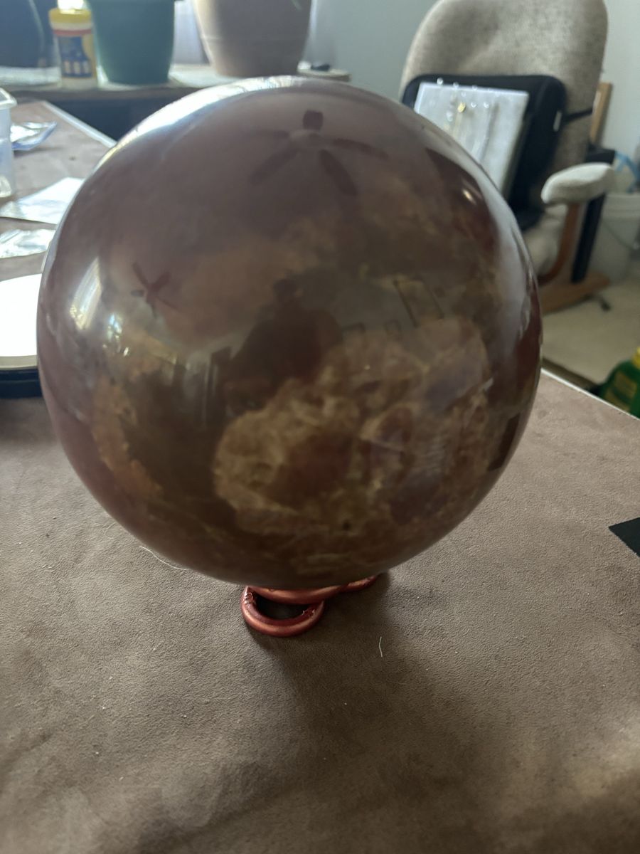 Red Jasper Crystal Sphere Ball Scrying Polished Stone Display Healing Decor