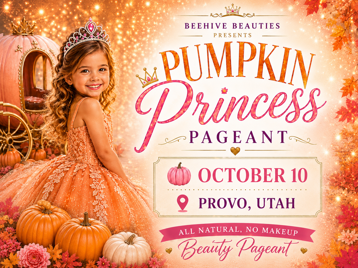 Leaves, Princesses, Pumpkins? It's Pumpkin Princess Pageant! All Natural Beauty Pageant. 0-17 Years