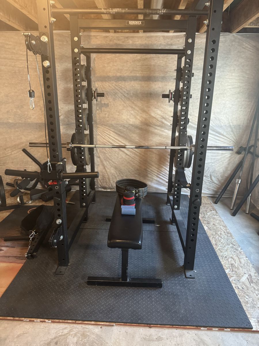 Sorinex Dark Horse Commercial grade Power Rack + 700+ lbs Weights + Tons of Accessories - $1,000