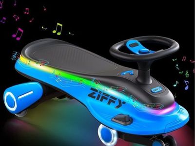 Ziffy EZ-Wiggler Blue Kids Wiggle Car Scooter Ride-On Toy NIB LED lights