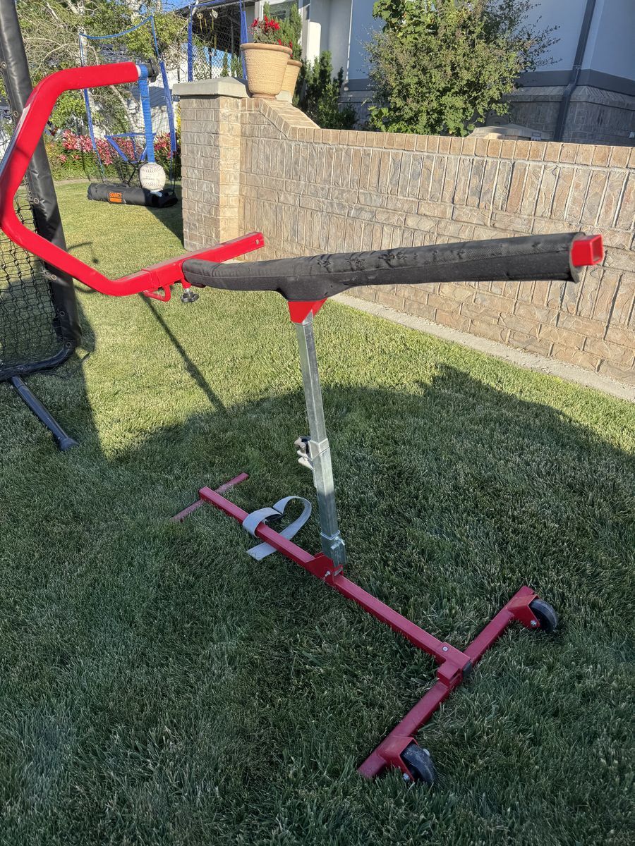 Red Baseball Hitting Trainer Equipment Used Good Condition