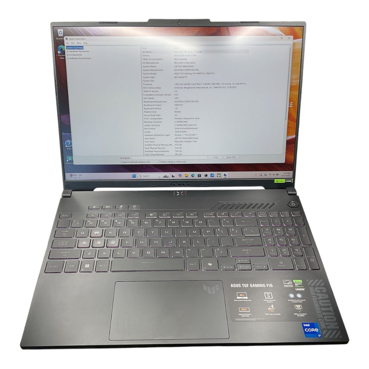 Asus Tuff Gaming F16 RTX 4050 I7 13th gen