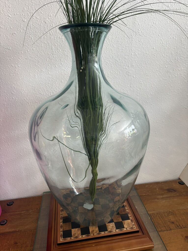 Large Hand-Blown Glass Vase