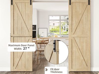 Double Door Heavy Duty Sliding Barn Doors AND Hardware Kit