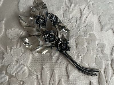 Large Sterling Silver Flower Pin - Early 1940's-Antique