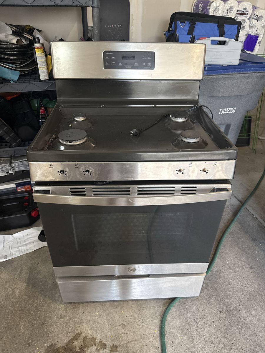GE Stainless Steel Gas Range Oven - NEEDS Left Front Valve Replaced 