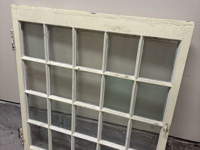 Vintage Architectural Wood Window Pane - 20-Pane White Glass Window Sash
