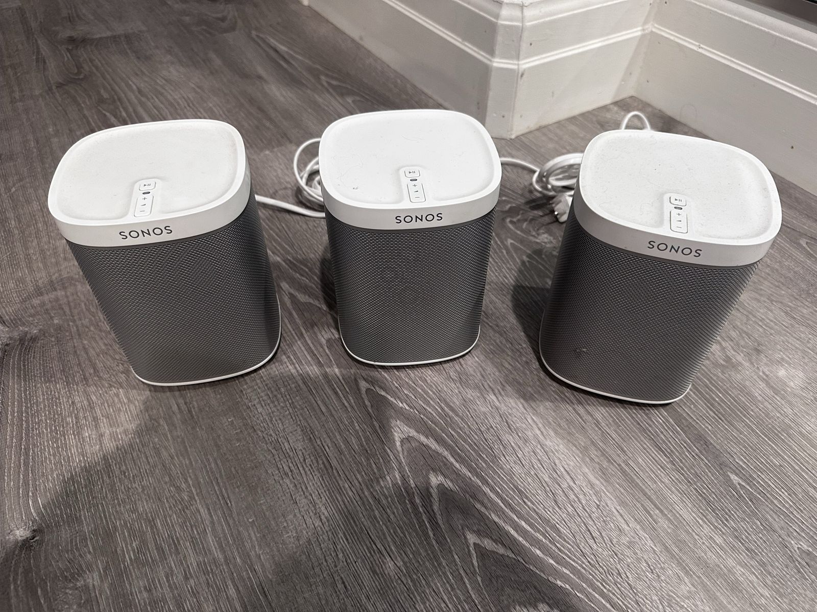 3 Sonos Play:1 Wireless Smart Speakers - White/Light Metallic