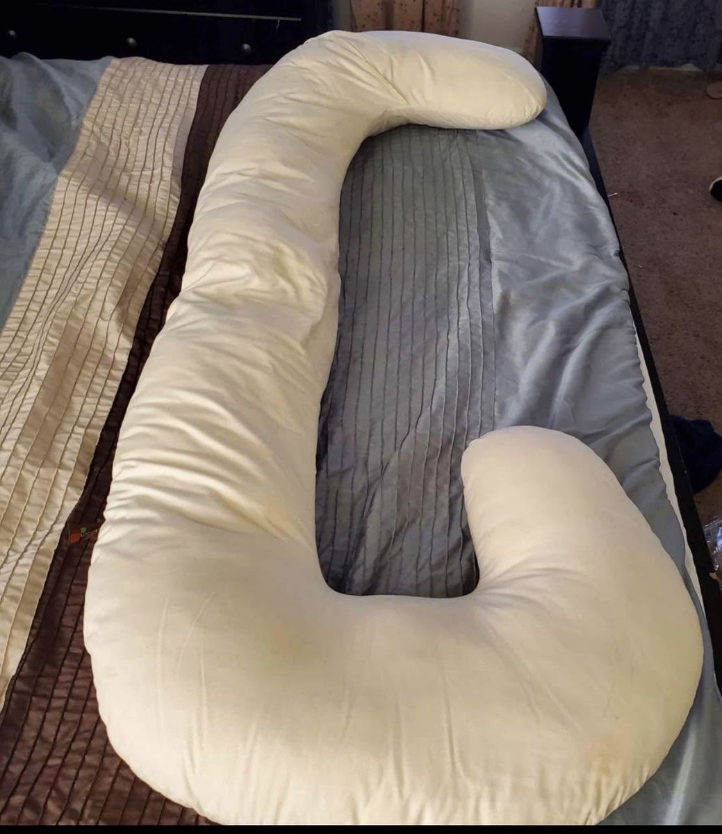 Full Body Pregnancy & Maternity Support Pillow - C/J Shaped Off-White