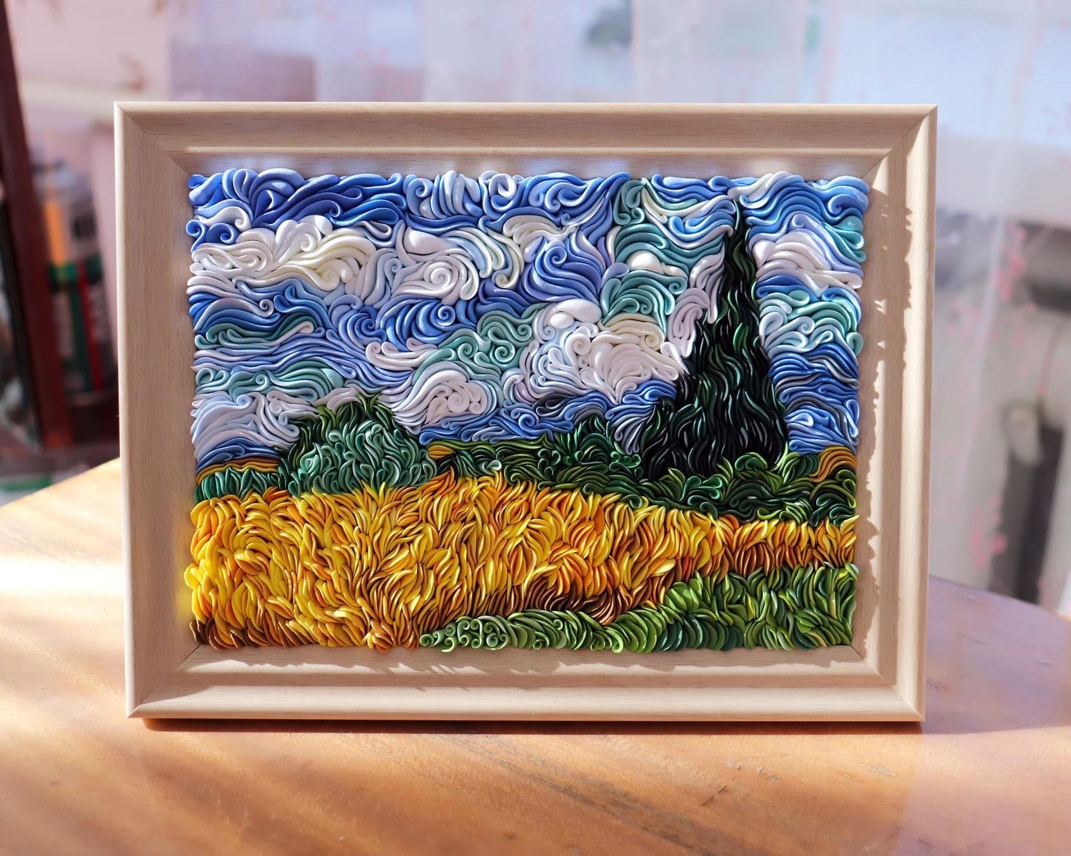 Original LiskaFlower (Alisa Lariushkina) Commission – Van Gogh Wheat Field 3D Clay Artwork