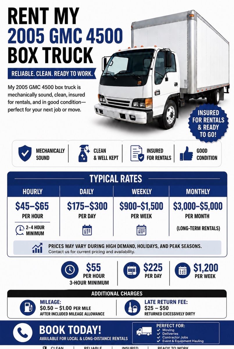  GMC 4500 Box Truck Rental – Reliable, Affordable & Ready to Move