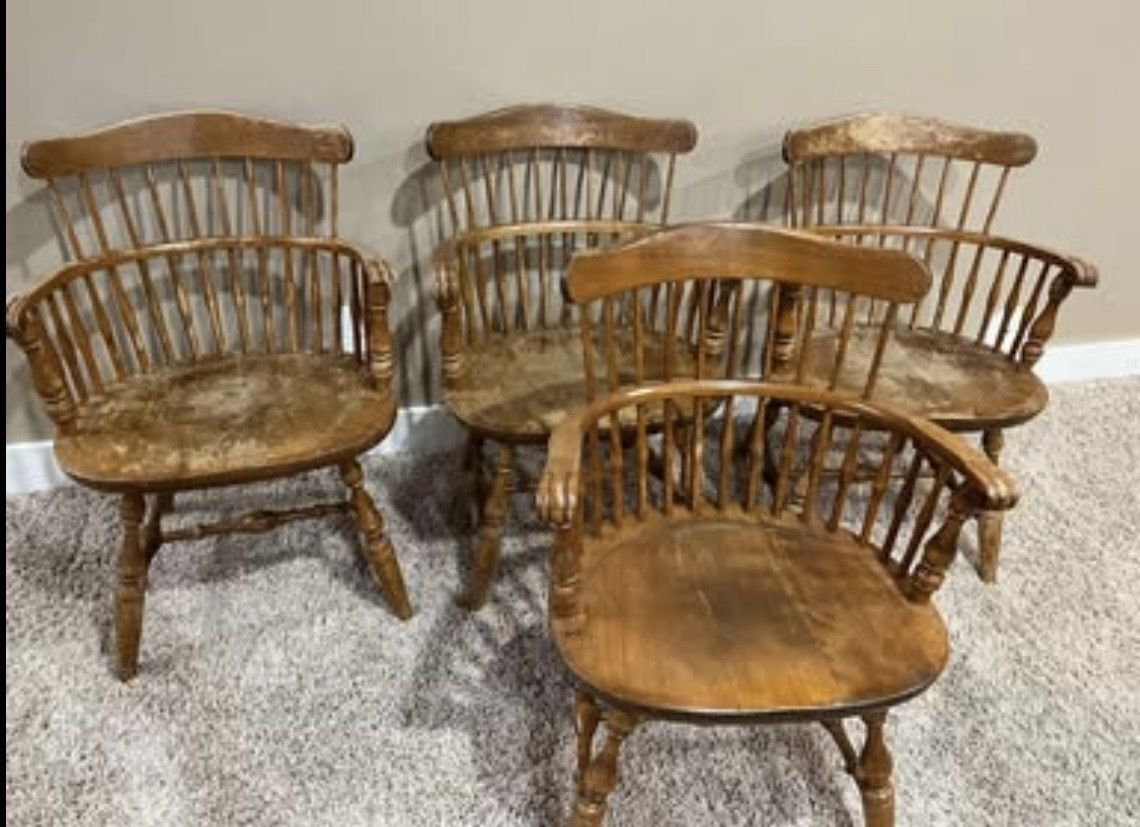 Set of  4 Vintage Nichols and Stone  Dining Arm Chairs -