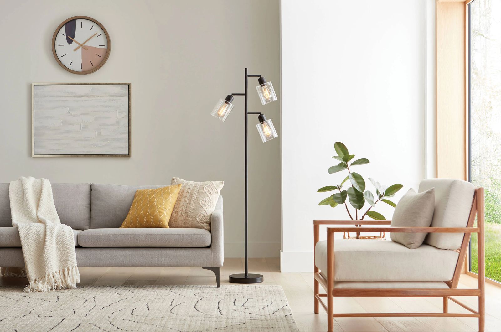 Industrial 3-Light Tree Floor Lamp