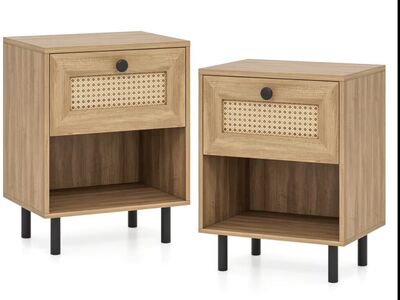 Rattan Nightstand Set– Natural Boho Style