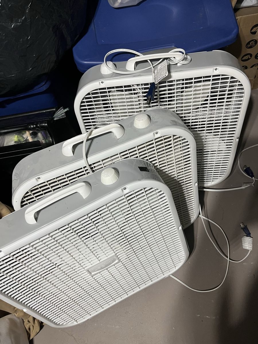 3 Lasko 20" Box Fans - Gray/White, 3-Speed Controls, Portable
