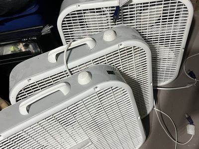 3 Lasko 20" Box Fans - Gray/White, 3-Speed Controls, Portable