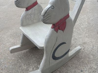 Vintage handmade child’s cat rocking chair