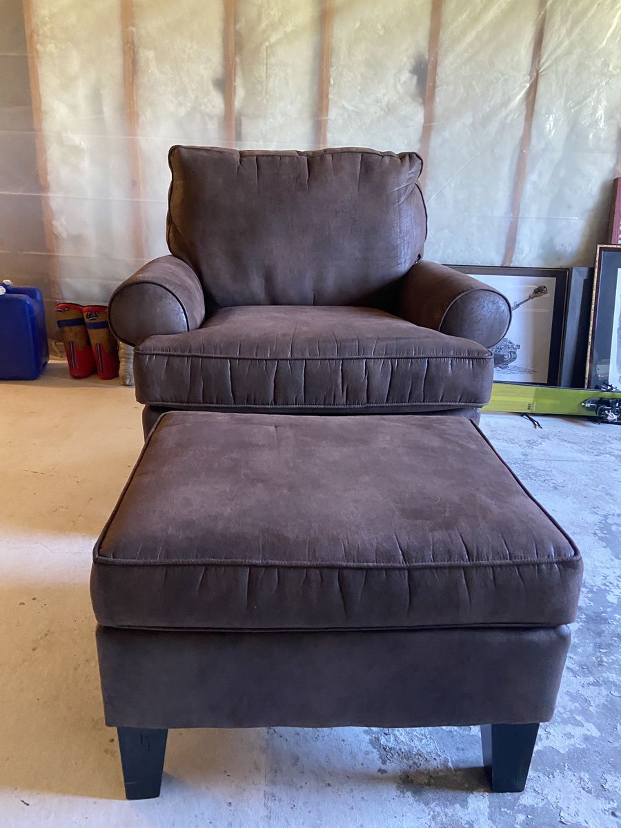 Chair - Comfortable Armchair and Ottoman Set(brown) - Plush Seating for Living Room/Bedroom
