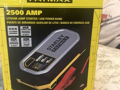 STANLEY FATMAX 2500 AMP Lithium Jump Starter & USB Power Bank, Peak Battery Amp Jump-Starter