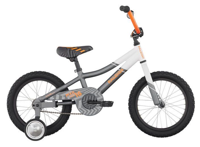 Raleigh MXR 16 Kids' Bike, Gray/Orange/White, 16-inch wheels,