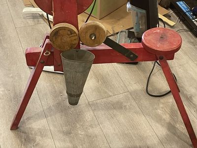 Antique Weavers Delight rag rug canister filling machine