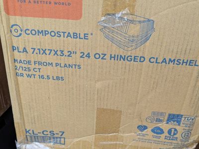 World Centric PLA 24oz Hinged Clamshells Compostable Food Containers (2x125ct)