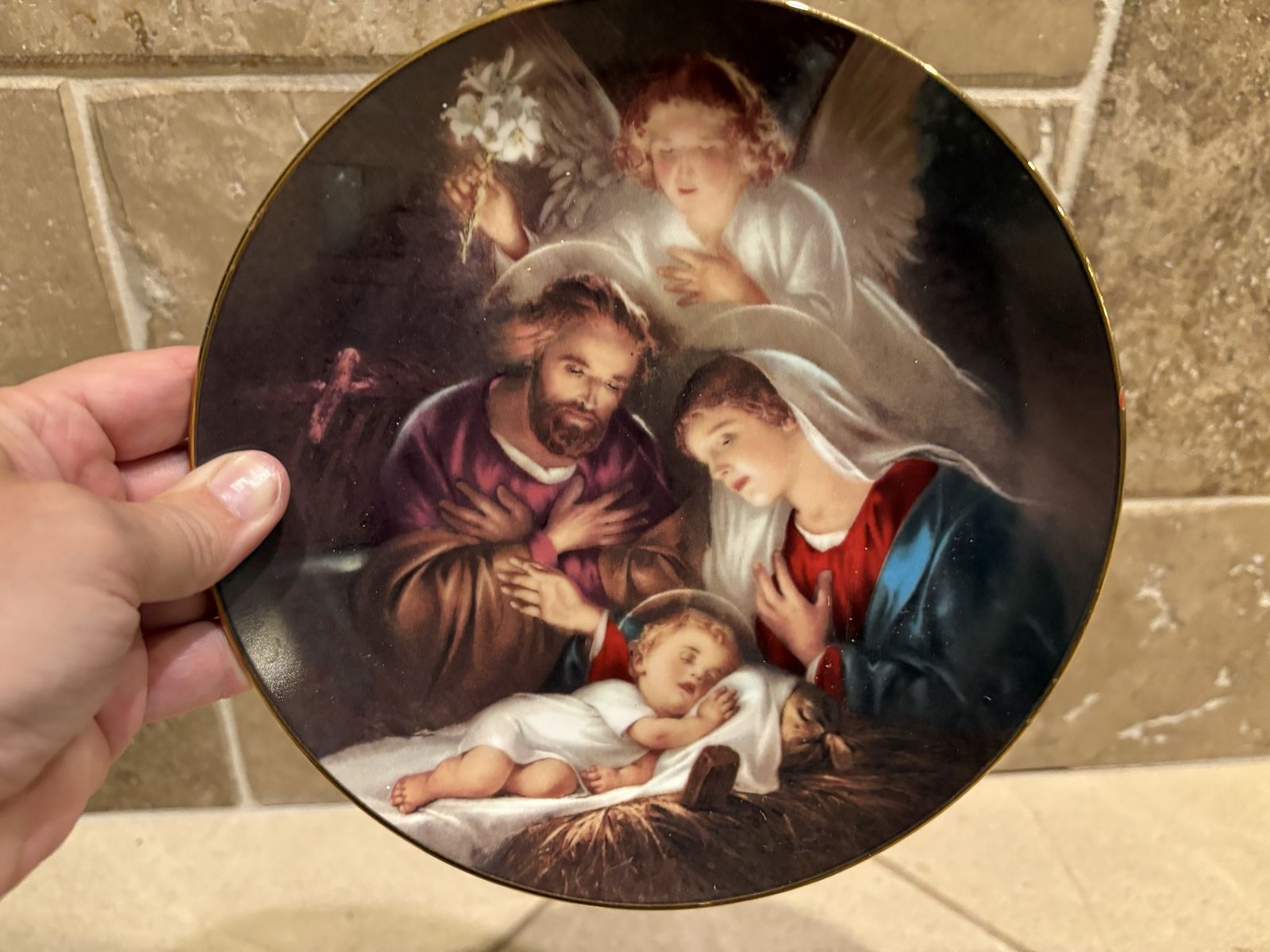 Vintage Bradford Exchange An Angel’s Message Nativity Plate