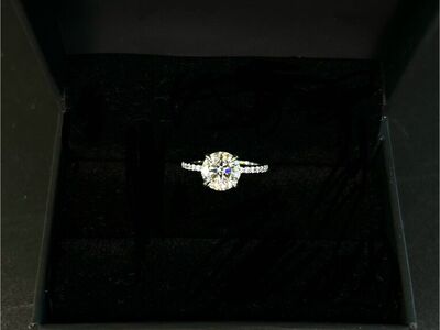 10K White Gold Moissanite Engagement Ring