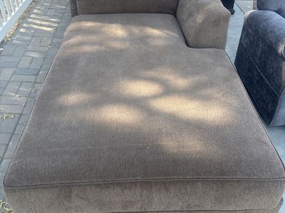 Brown Fabric Chaise Lounge Sectional Piece - Comfortable Extra Seating