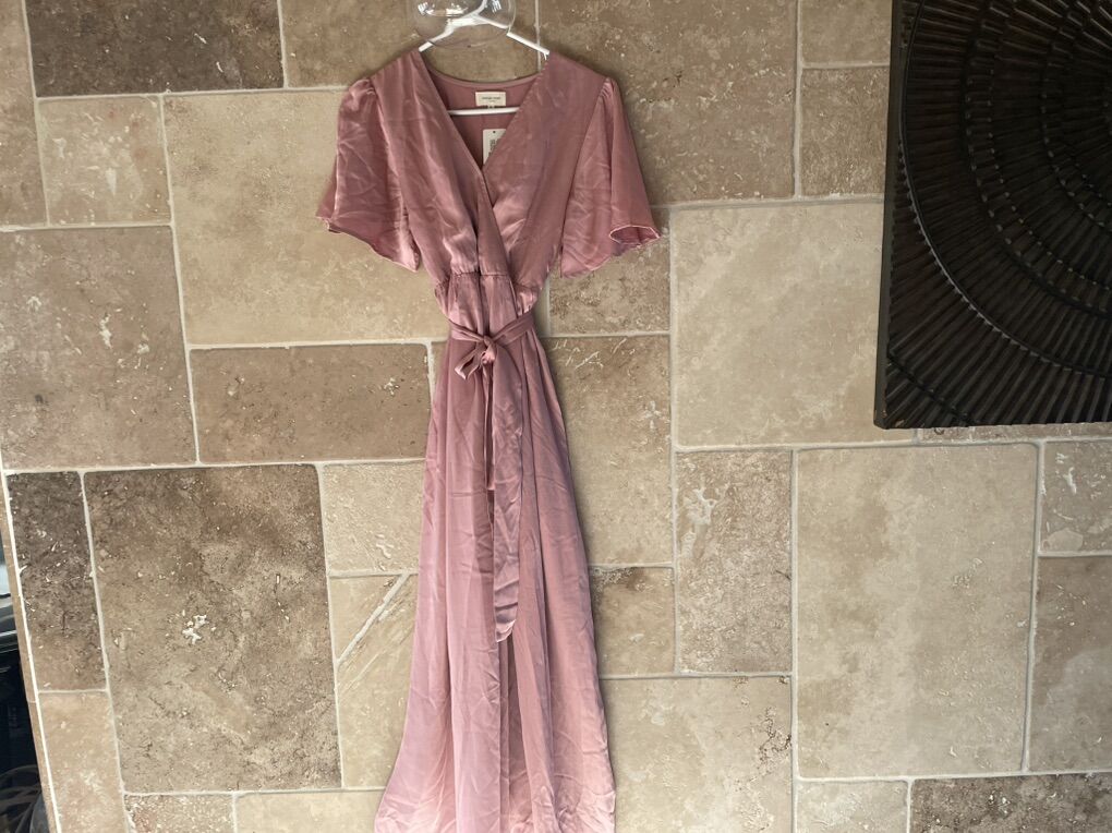 New Satin Feel Cross Front W/ Tie Dress Sz M & XL