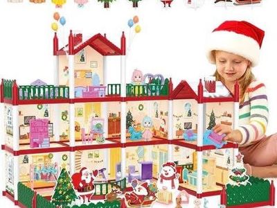 Christmas Doll House Playset, Dream House Pretend Doll House with Accessories