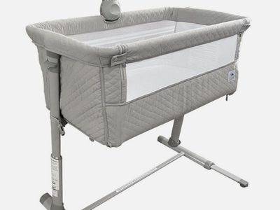 Adjustable Bedside Bassinet Co-Sleeper with Music, Timer, and Mobile - Gray