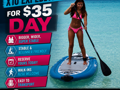Rent the New X10 Expedition Paddle Board – Only $35/Day at AJ Motion Sports!