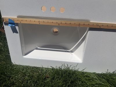 White 18x36 Porcelain Drop-in Bathroom Vanity Sink & Countertop Combo - 3 Faucet Holes, New South Weber/Ogden