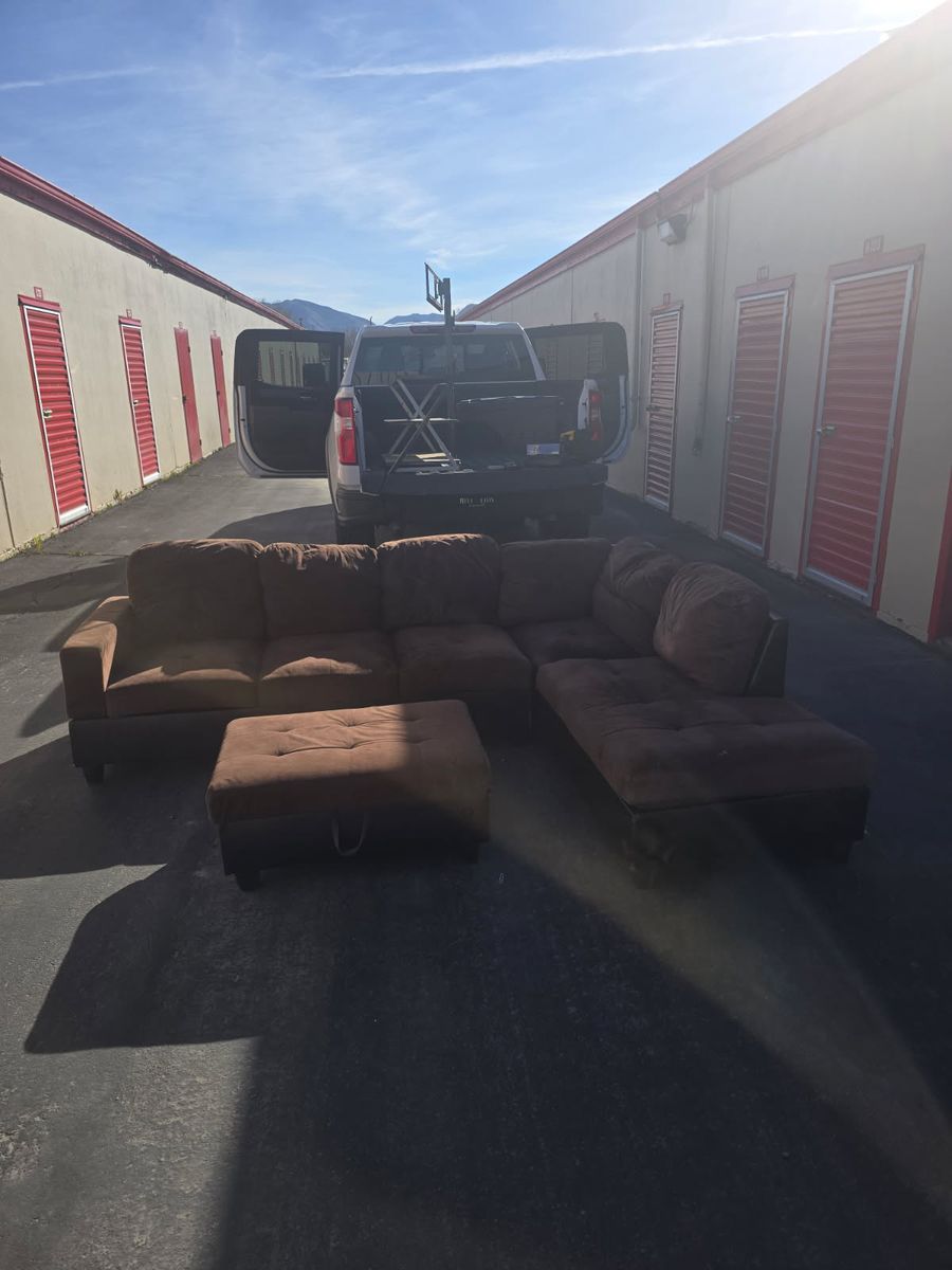 Huge Brown Sectional Couch with Storage Ottoman!