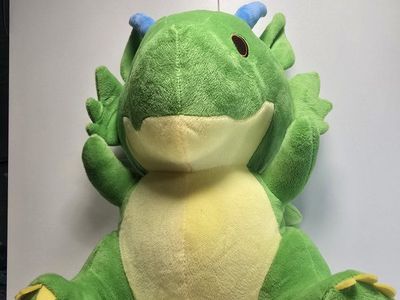 Cute Green & Yellow Dragon Plush Stuffed Animal Toy From Round 1