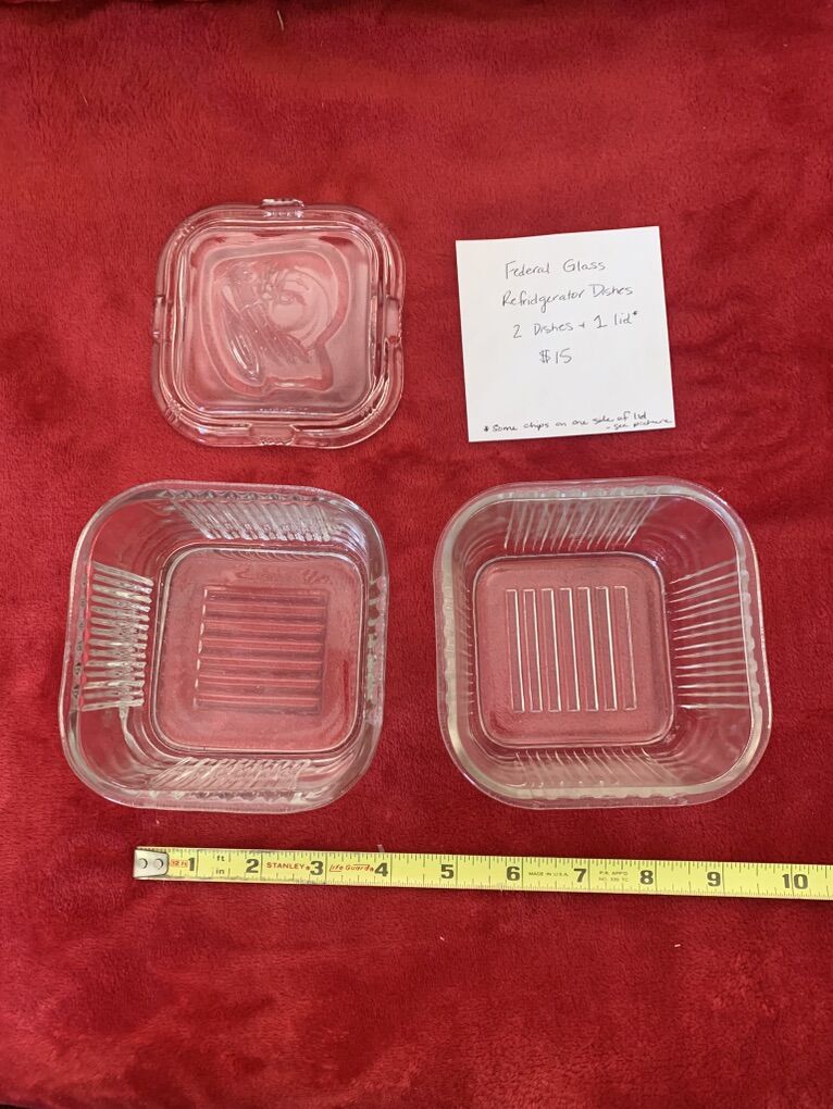 Vintage Federal Glass Refridgerator Dishes/Lids