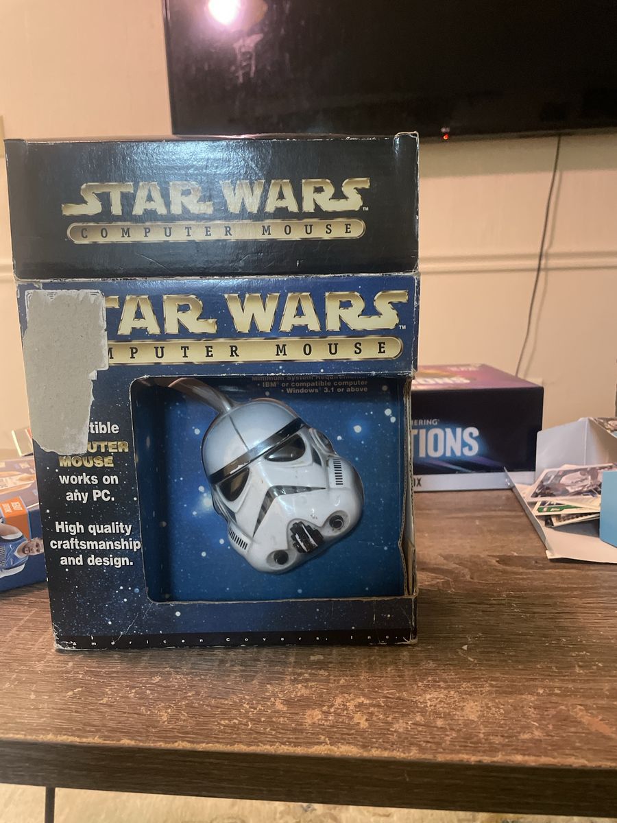 Vintage Star Wars Stormtrooper Wired Computer Mouse Model #40703 NIB