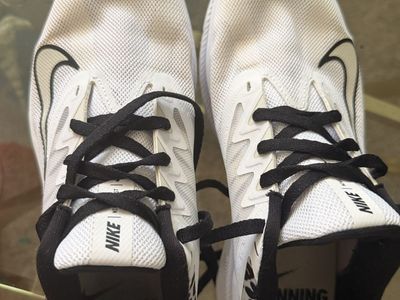 Nike Downshifter Running Shoes White Black Leopard Print Size 8.5