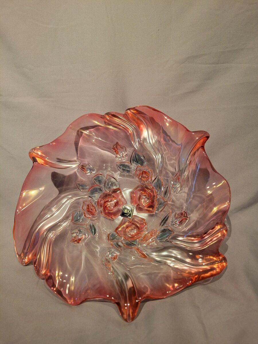 Mikasa Bella Rosa Pink glass crystal handkerchief bowl