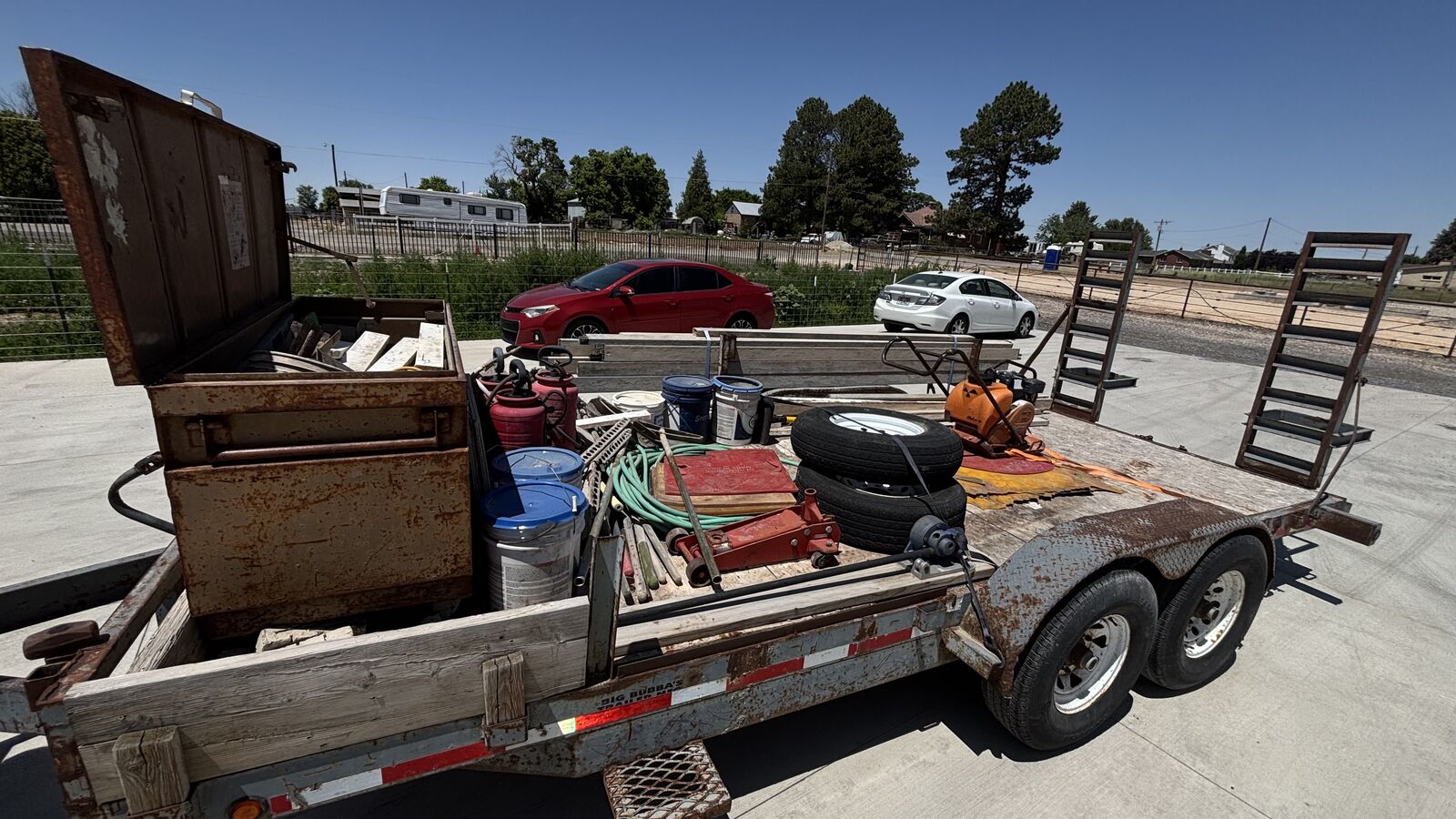 Trailer utility trailer with concrete tools