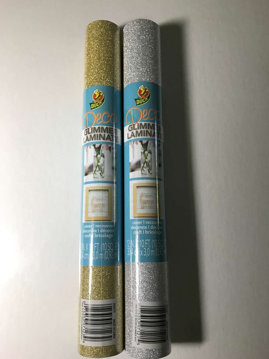 PICK Duck Deco Glimmer Laminate Gold or Silver 12in x 10ft, New or Duck Clear Laminate