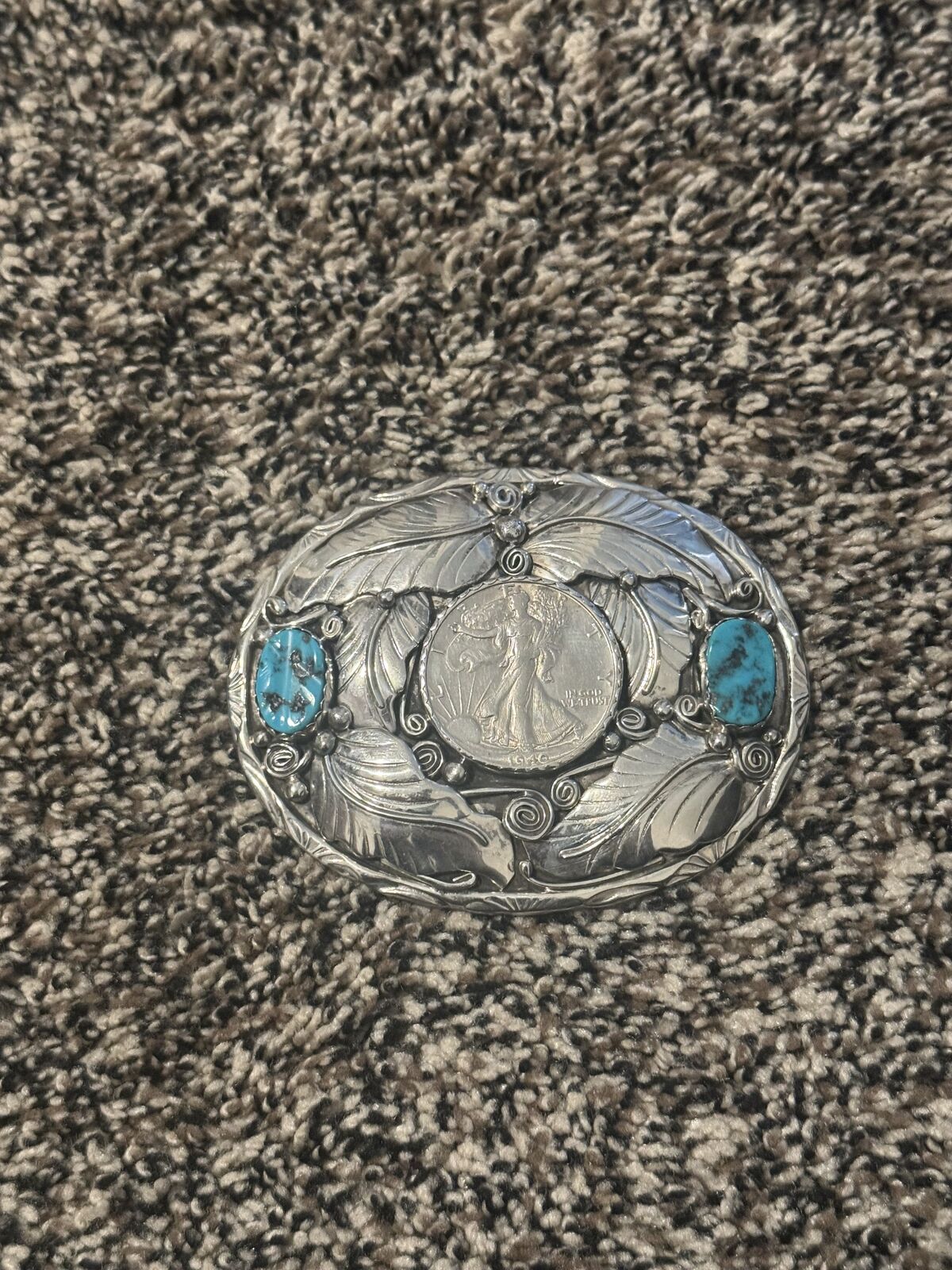 Silver & Turquoise belt buckle