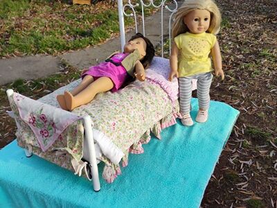 Beautiful Doll Bed Custom Bedding Fits 18In Dolls, Not Included