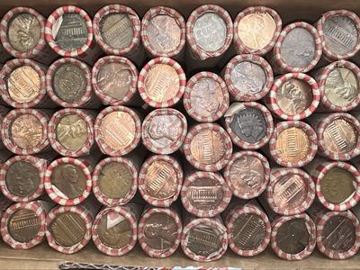 Full Box of Rolled Memorial Lincoln, Wheat & Indian Head US Pennies Cents Collection Lot