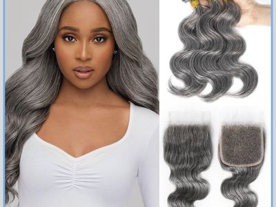 Silver Gray Body Wave Hair Bundles with Closure Unprocessed Human Hair