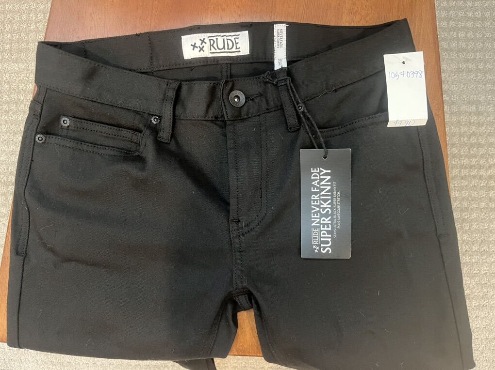 RUDE black jeans, super skinny size 30/32