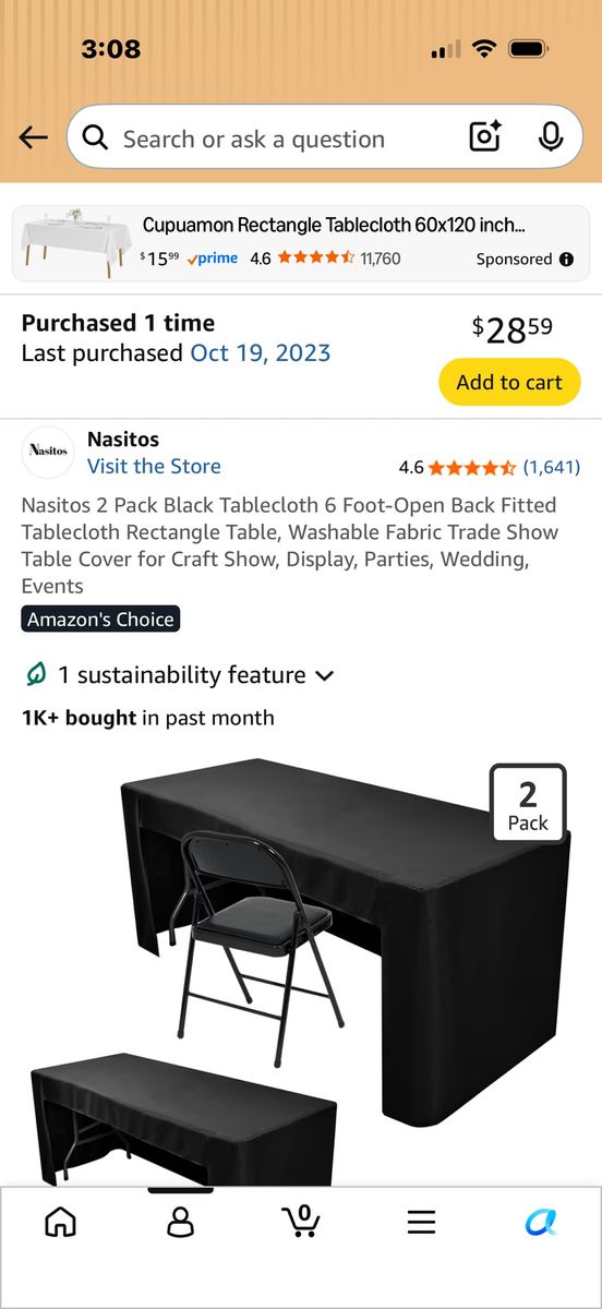 Black Fitted Tablecloth Covers - Nasitos 6ft & Fhberni 5ft Spandex Open Back Set
