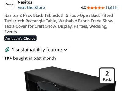 Black Fitted Tablecloth Covers - Nasitos 6ft & Fhberni 5ft Spandex Open Back Set